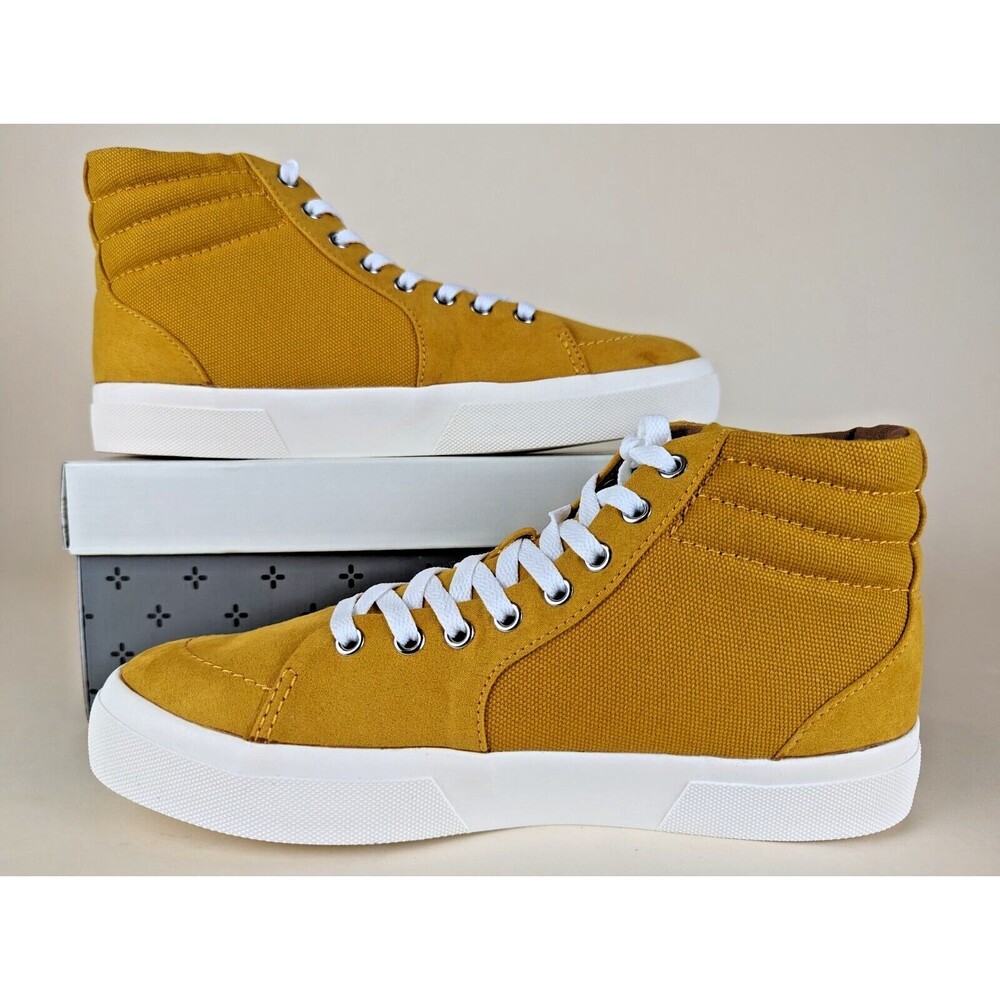 Sun + Stone Jett High Top Sneakers Mens 8.5M Yellow Canvas Casual Shoes NWB